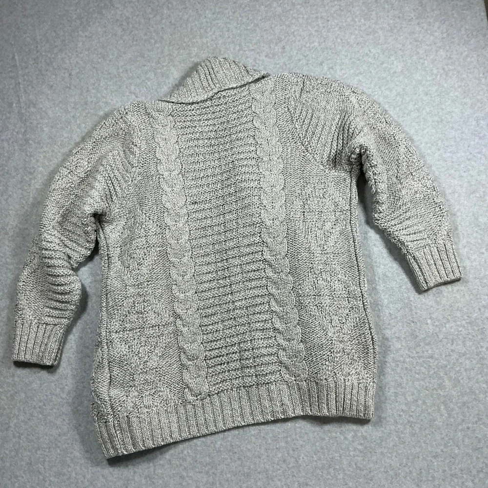 SAOL Ireland Mens XL Open Front Cable Knit Cardigan Merino Wool Gray AWL121-303